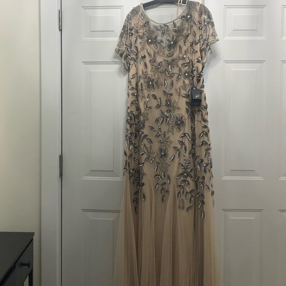 Adrianna Papell Embellished black tie Dress in Blush and Silver - Picture 1 of 6